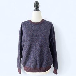 90s Colours AlexanderJulian Blue Geometric Pattern Merino Wool Cabincore Sweater
